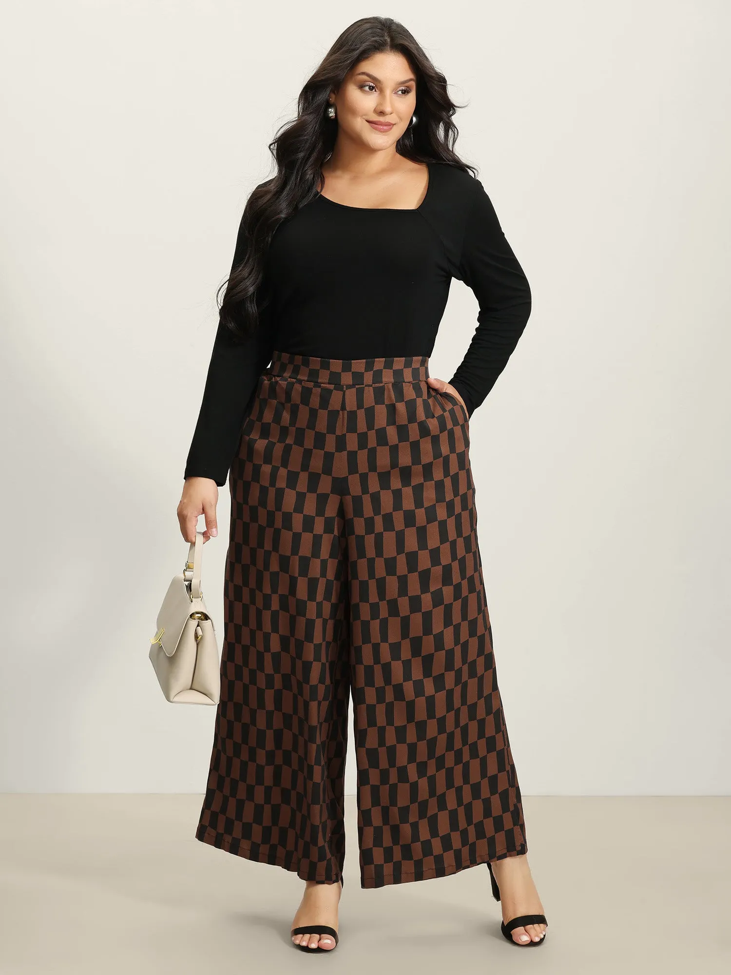 Checkered Print Wide-Leg Pants sold by Bloomchic product image thumbnail 2