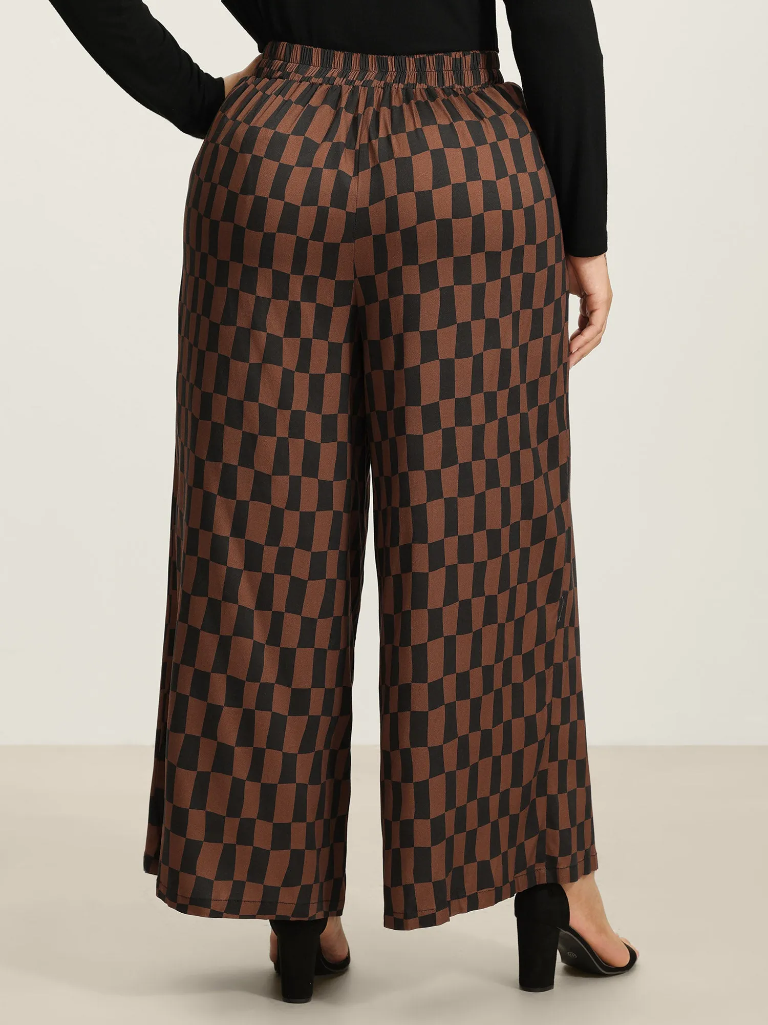 Checkered Print Wide-Leg Pants sold by Bloomchic product image thumbnail 5