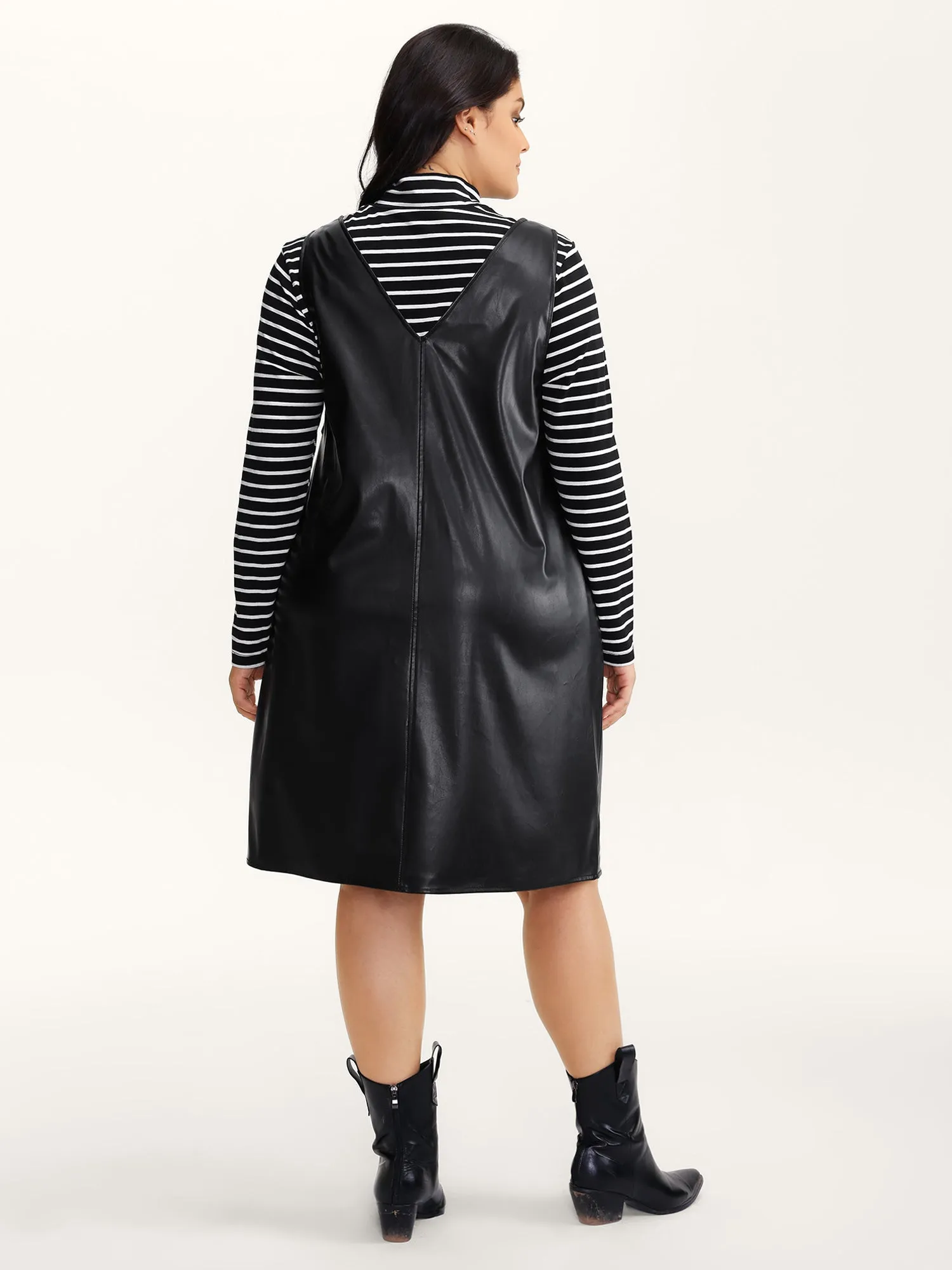 Leather V-Neck Sleeveless Sheath Dress sold by Bloomchic product image thumbnail 4