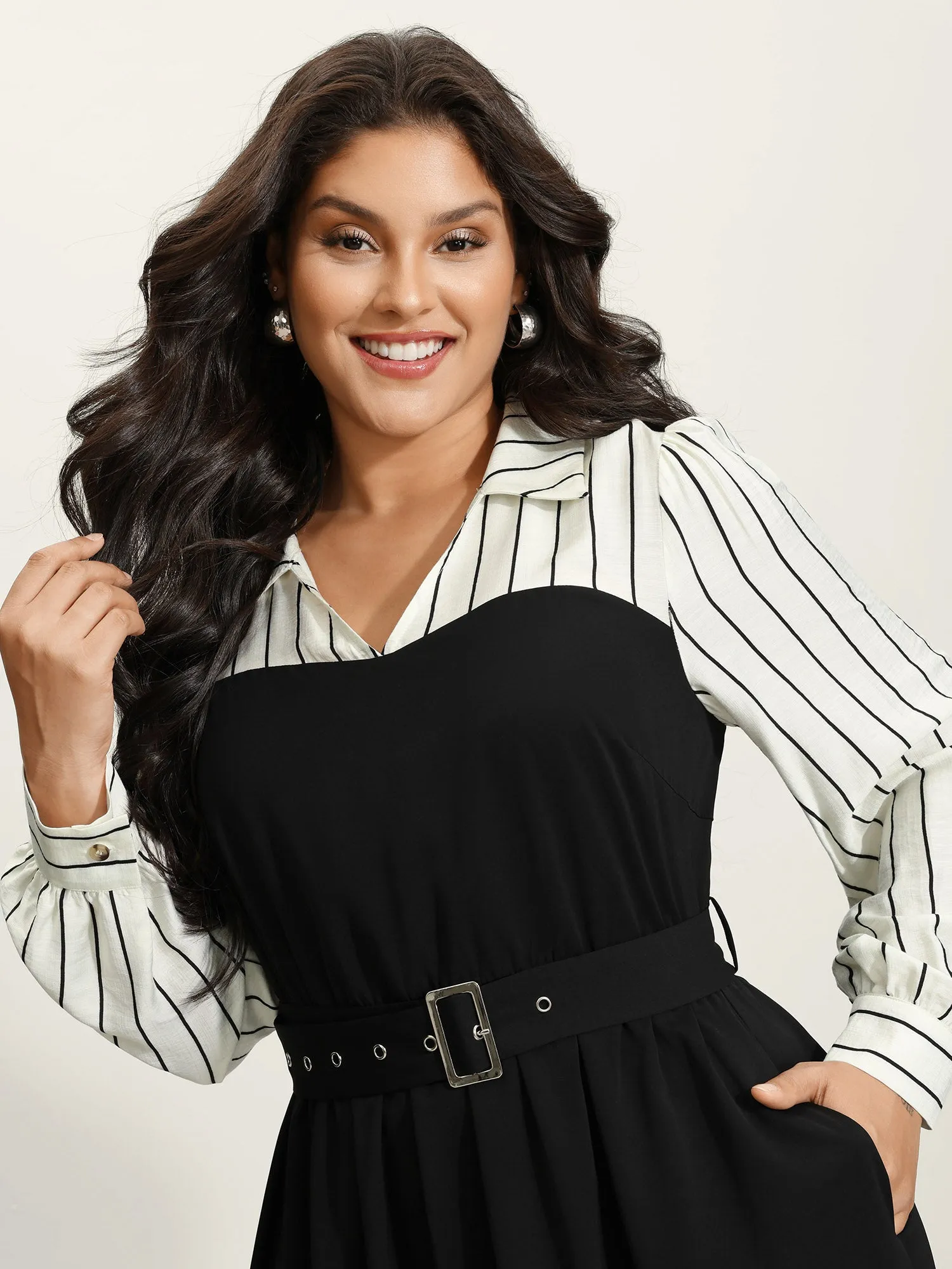 Stripe Print Belted Pockets Maxi Dress sold by Bloomchic product image thumbnail 2