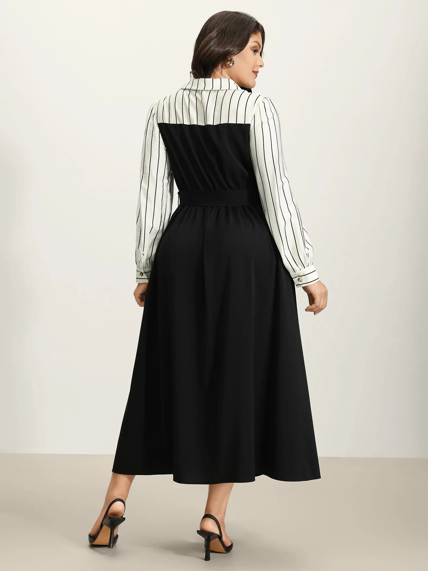 Stripe Print Belted Pockets Maxi Dress sold by Bloomchic product image thumbnail 4