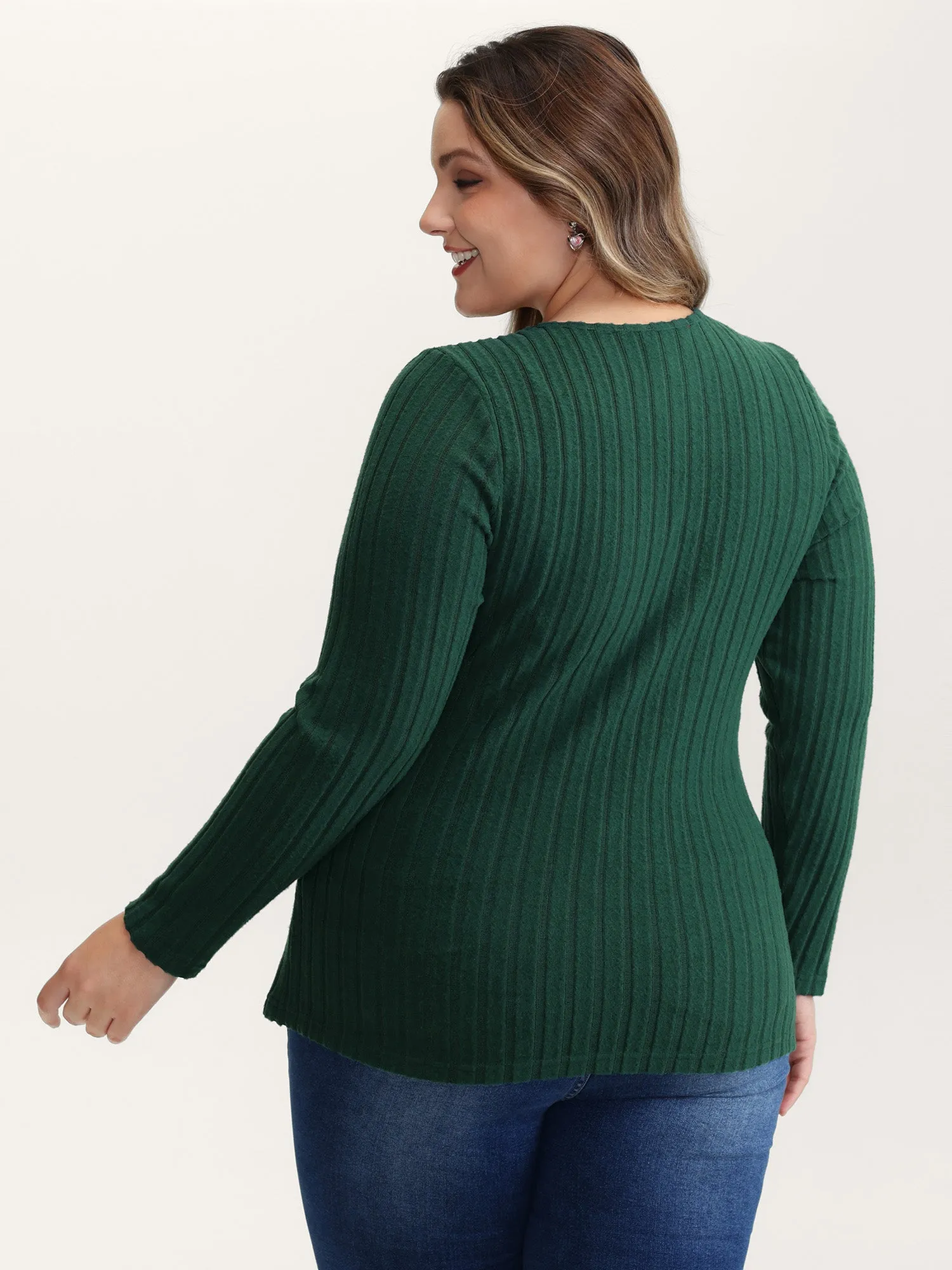 Textured Wrap Button Detail Knit Top sold by Bloomchic product image thumbnail 4