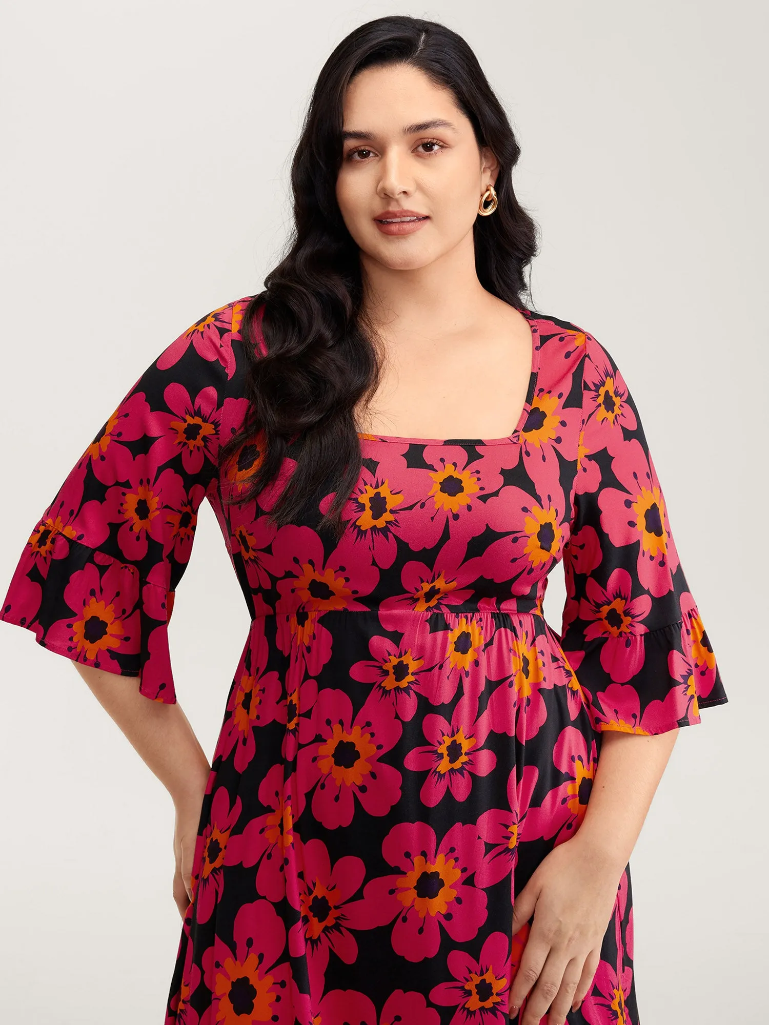 Floral Print Square Neck Pockets Maxi Dress sold by Bloomchic product image thumbnail 2