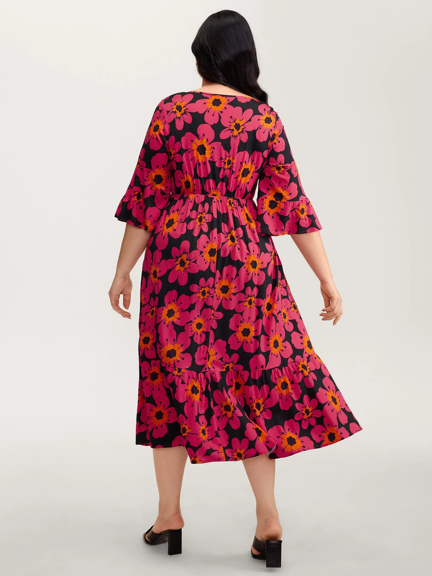 Floral Print Square Neck Pockets Maxi Dress sold by Bloomchic product image thumbnail 4
