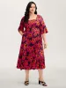 Floral Print Square Neck Pockets Maxi Dress sold by Bloomchic