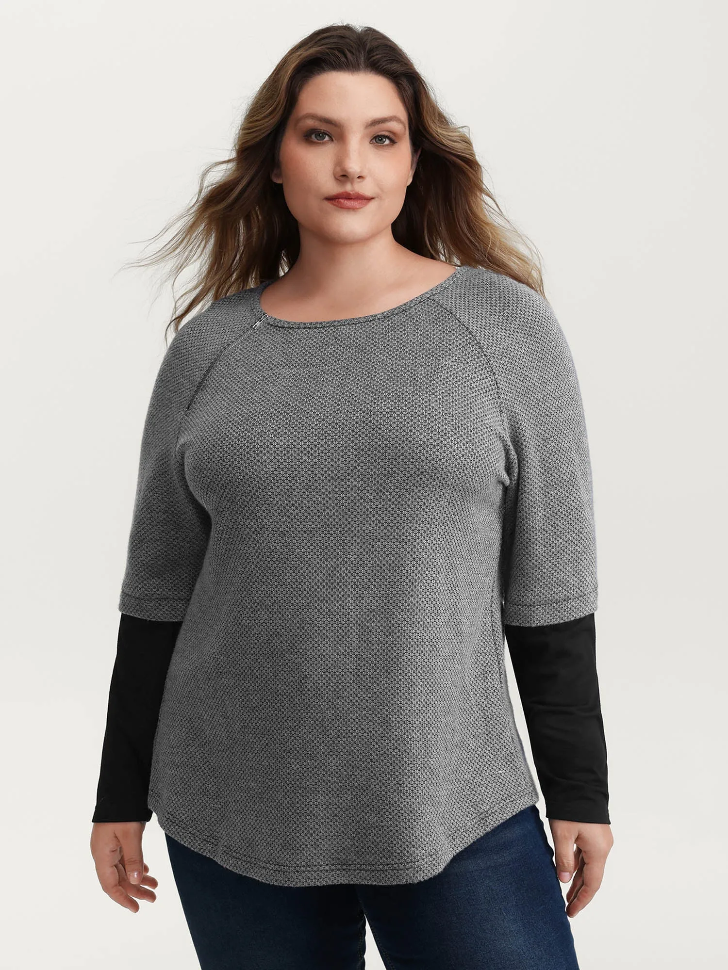 Shoulder Zip Color Contrast T-Shirt sold by Bloomchic