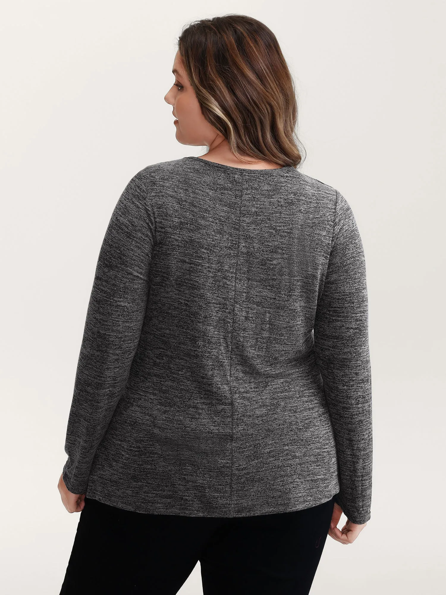 Heather Metal Detail Ruched T-Shirt sold by Bloomchic product image thumbnail 5