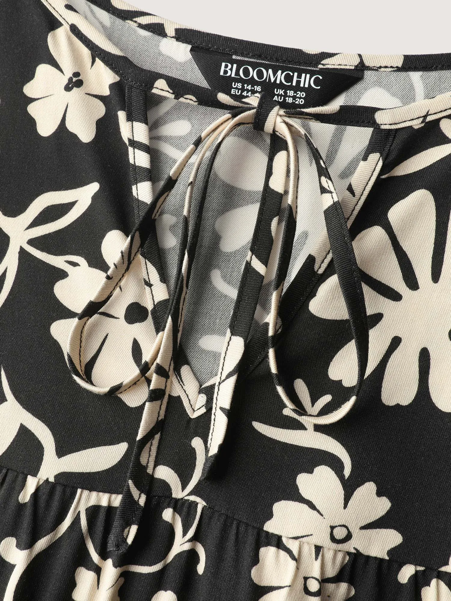 Floral Sleeve Neck-Tie A-Line Blouse sold by Bloomchic product image thumbnail 5