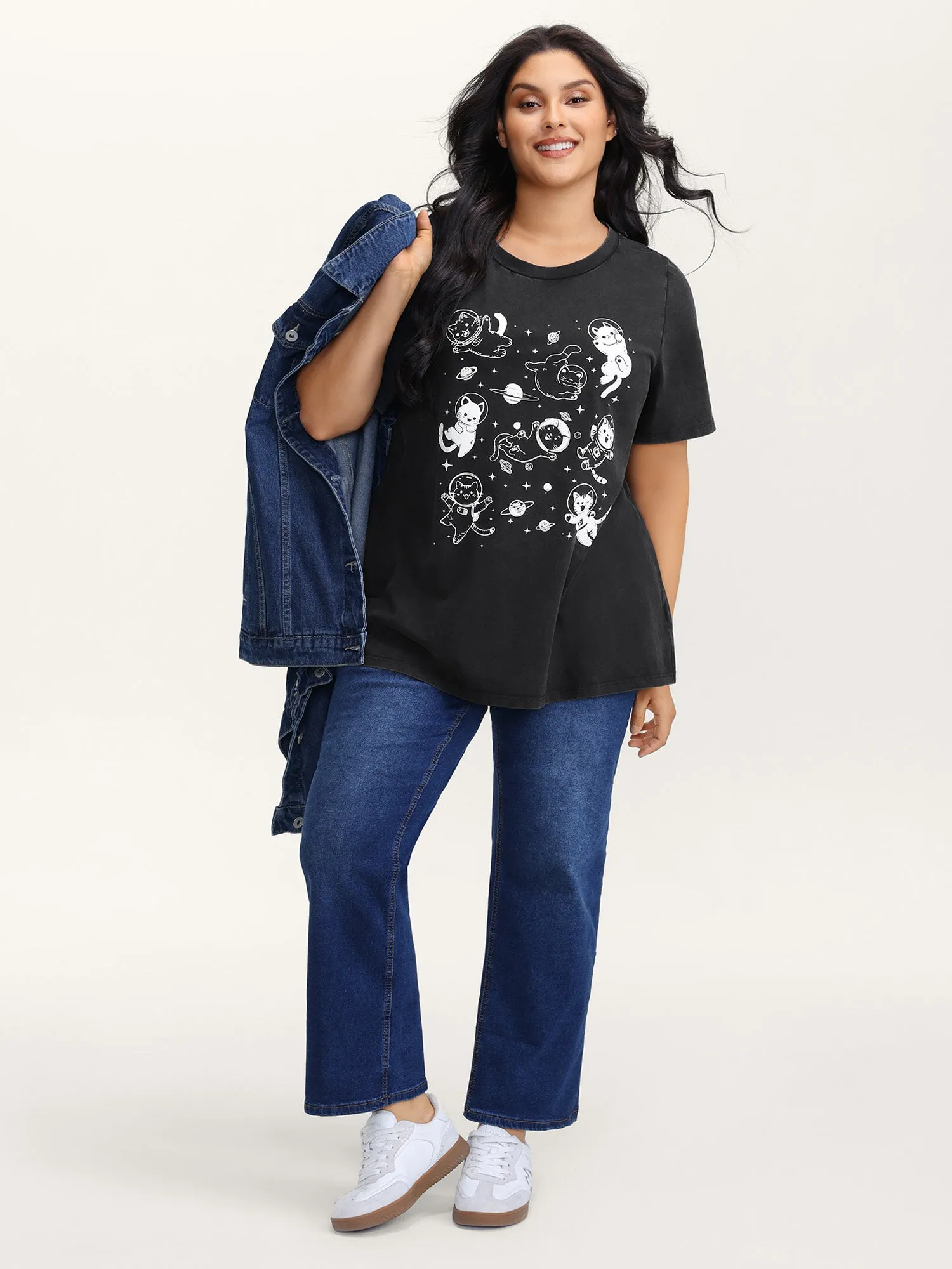 Pure Cotton Astronomer Cat Print T-Shirt sold by Bloomchic product image thumbnail 3