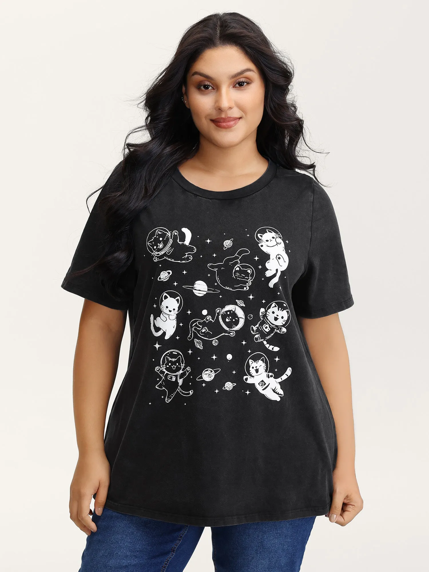Pure Cotton Astronomer Cat Print T-Shirt sold by Bloomchic product image thumbnail 2