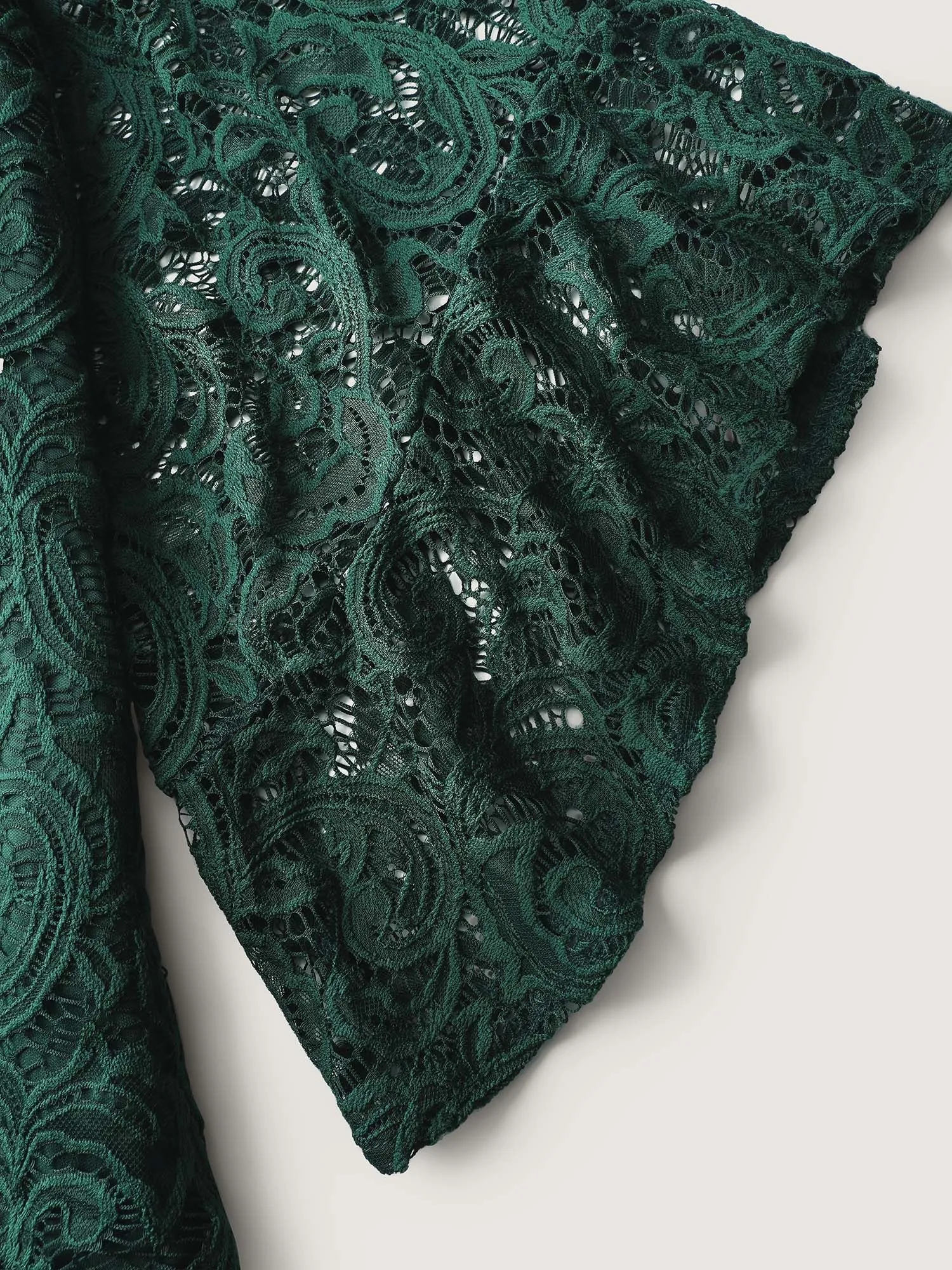 Lace Sheer Flared Sleeve V-Neck Blouse sold by Bloomchic product image thumbnail 5