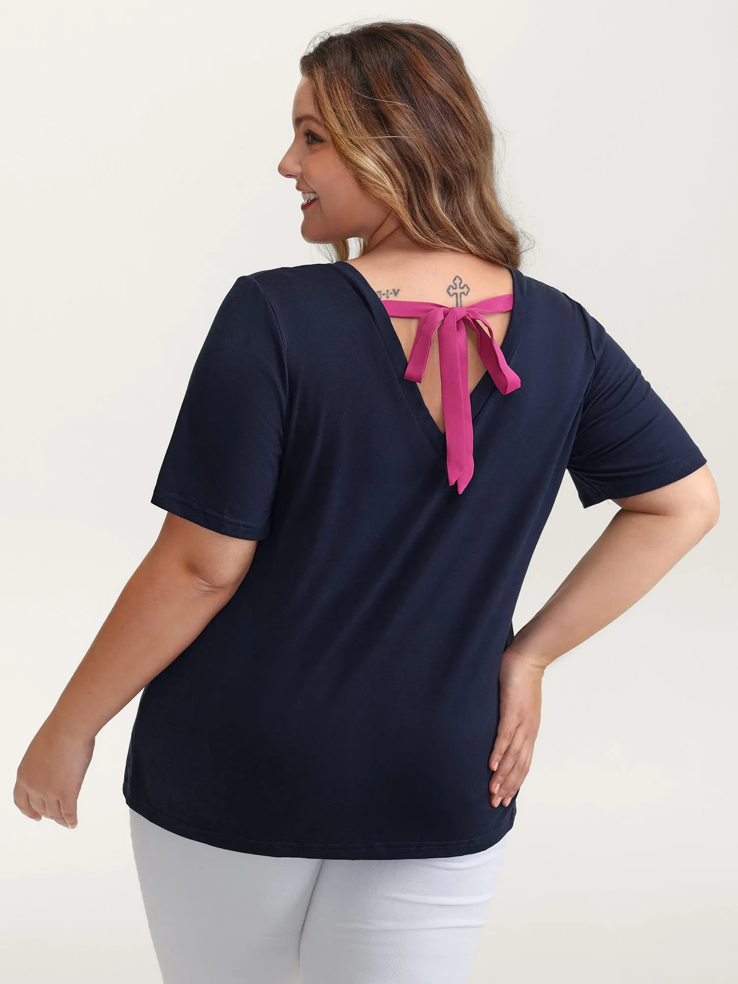 Heart Rhinestone Print Bowknot T-Shirt sold by Bloomchic product image thumbnail 4