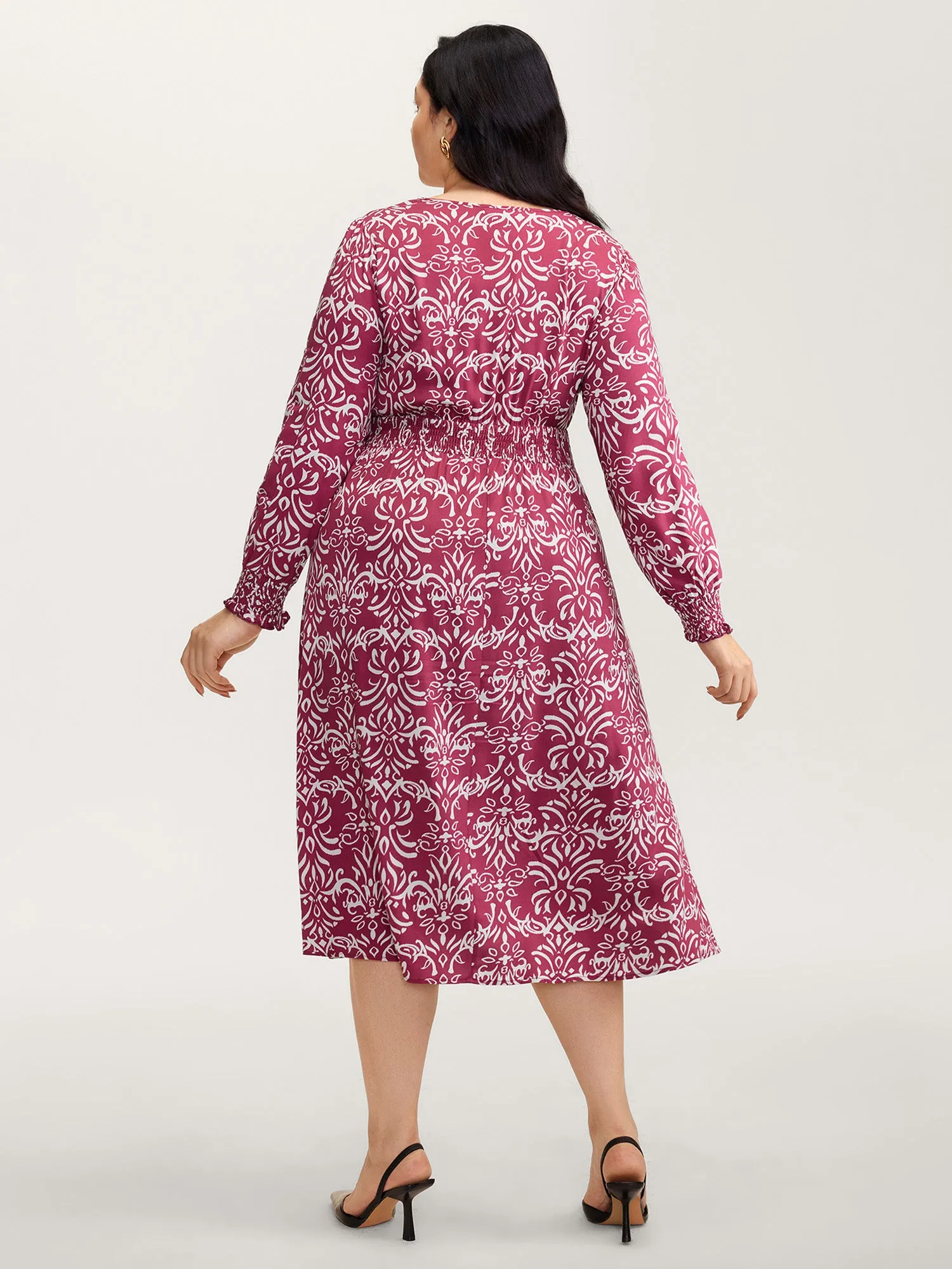 Abstract Pattern Shirred Waist Midi Dress sold by Bloomchic product image thumbnail 4