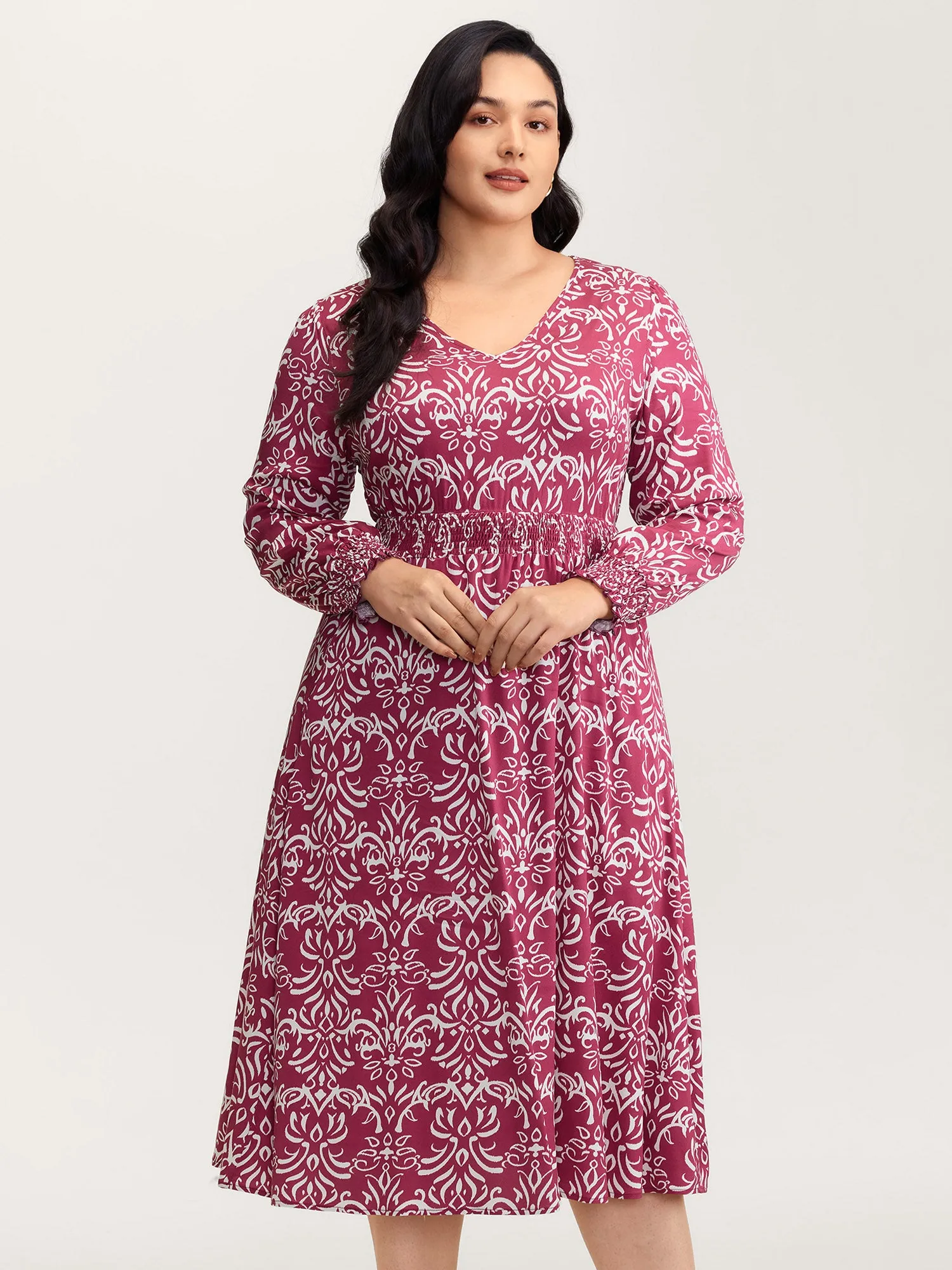 Abstract Pattern Shirred Waist Midi Dress sold by Bloomchic product image thumbnail 3