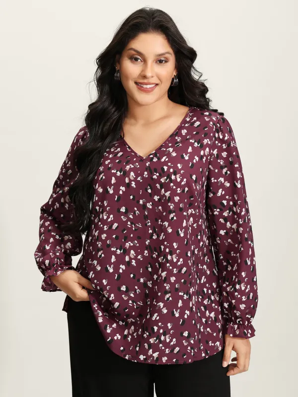 Leopard Print Stretchy Cuff Sleeve Blouse sold by Bloomchic