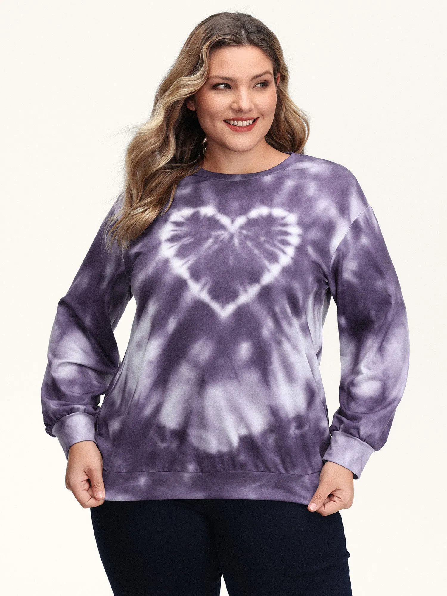 Heart Color Blend Relaxed-Fit Sweatshirt sold by Bloomchic