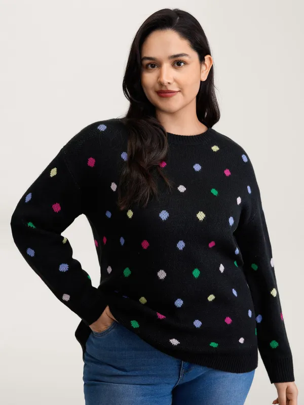Colorful Polka Dots Jacquard Pullover sold by Bloomchic