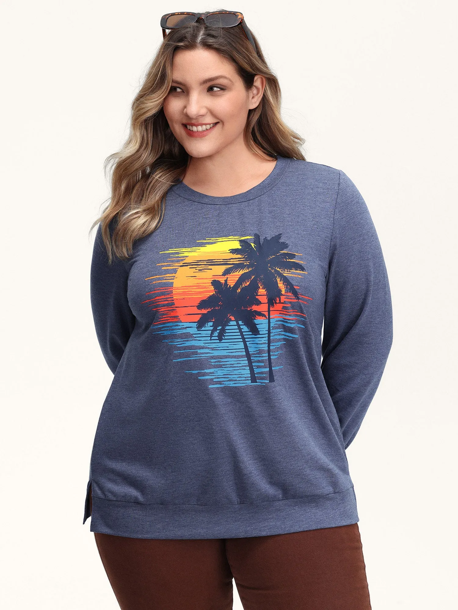 Heather Island Pattern Sweatshirt sold by Bloomchic
