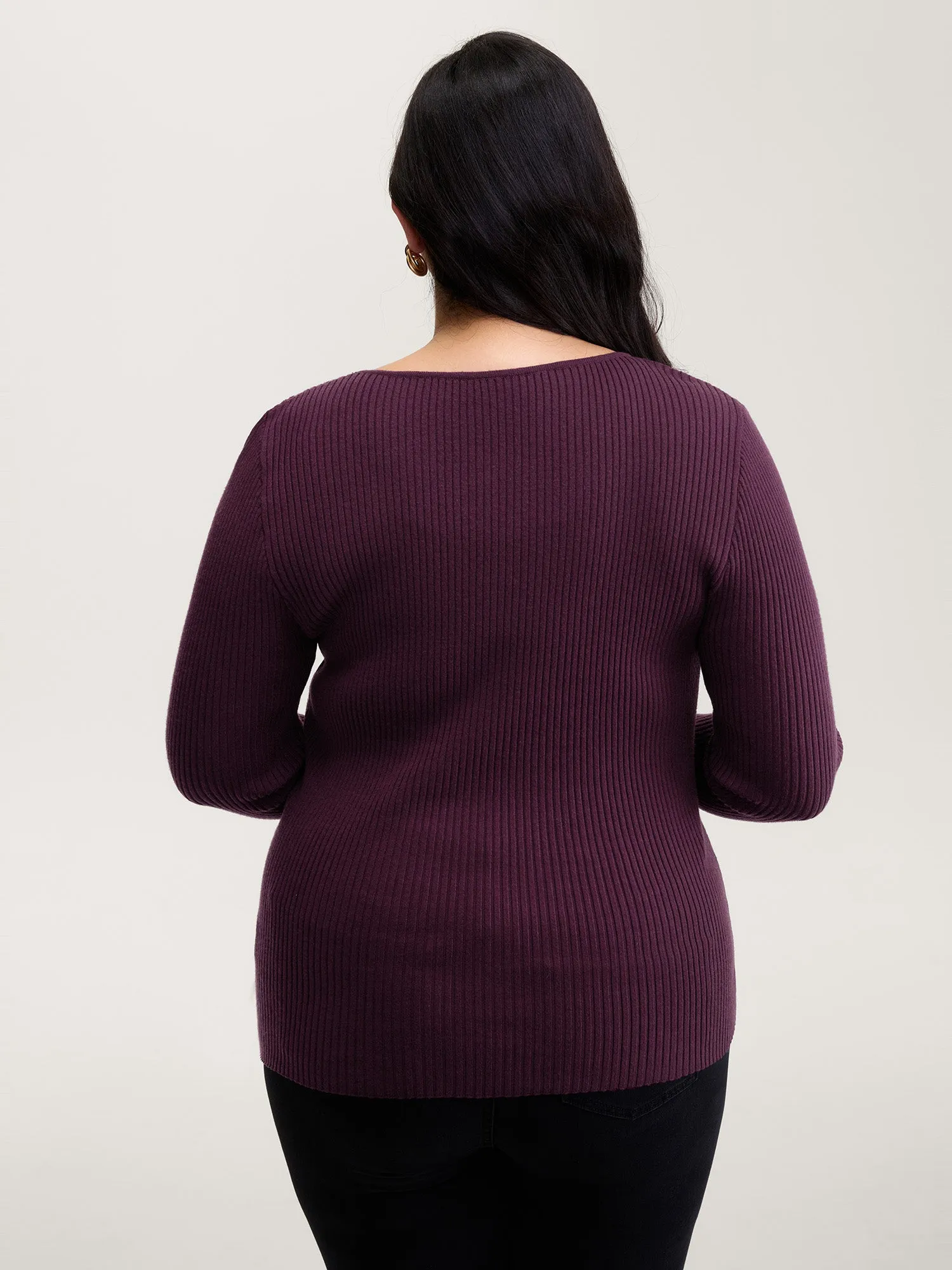 Supersoft Textured Cut-Out Neckline Fitted Pullover sold by Bloomchic product image thumbnail 4