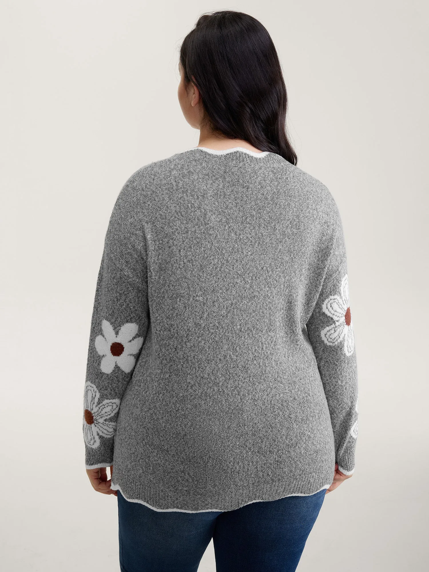 Floral Jacquard Wavy Edge Pullover sold by Bloomchic product image thumbnail 4
