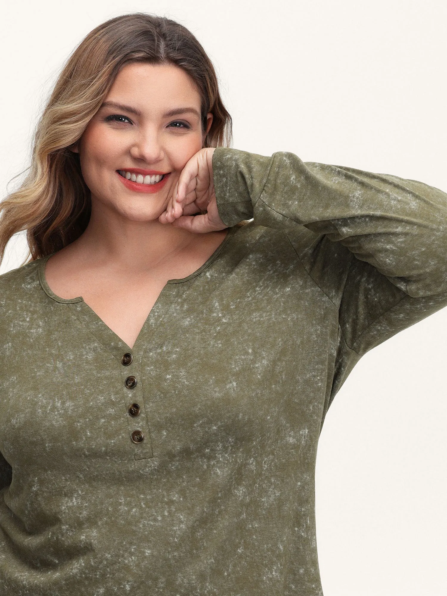 Snowflake Effect Button Detail T-Shirt sold by Bloomchic product image thumbnail 2