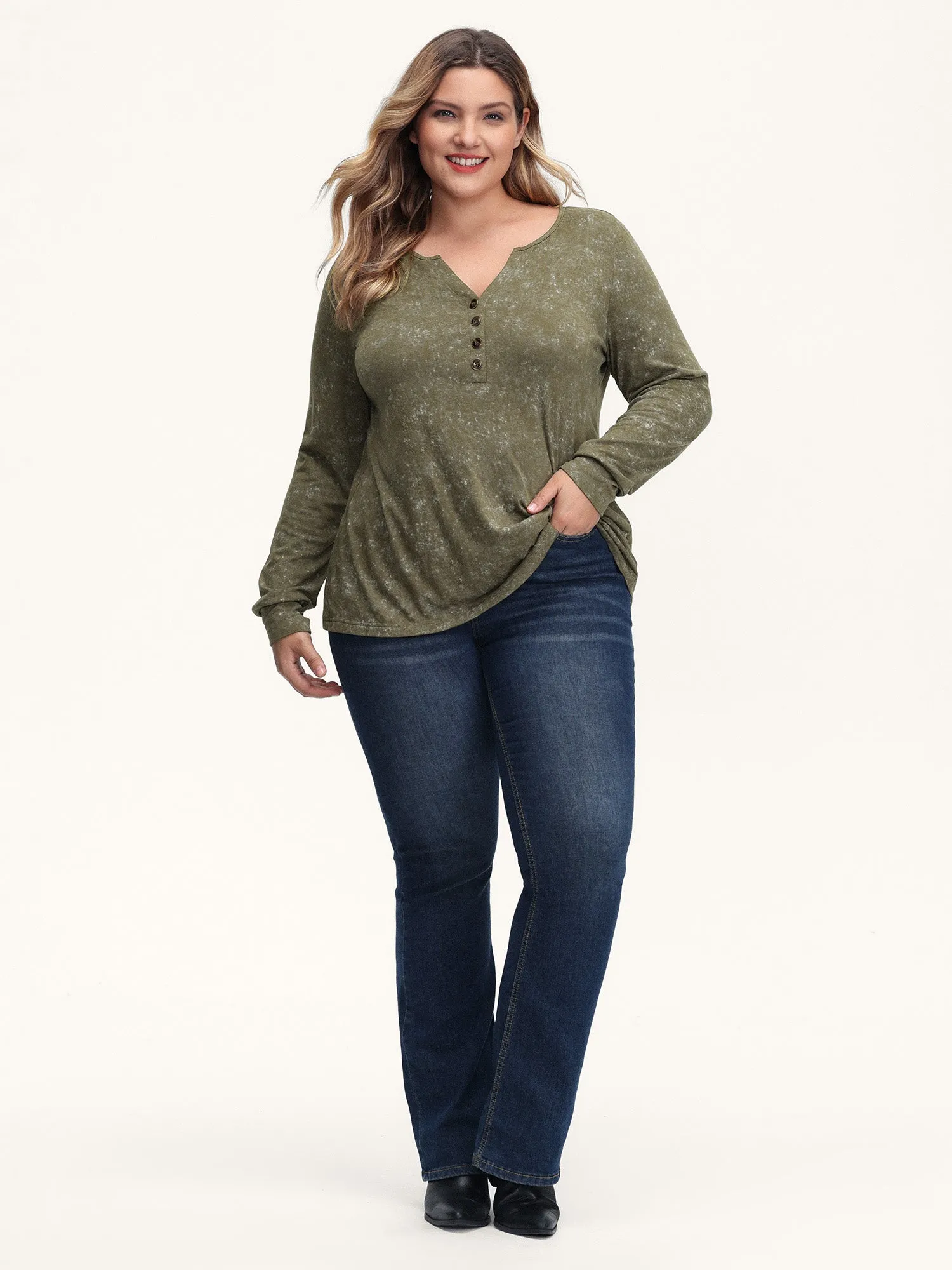 Snowflake Effect Button Detail T-Shirt sold by Bloomchic product image thumbnail 3