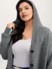 Hooded Button Slit Pockets Knit Cardigan sold by Bloomchic