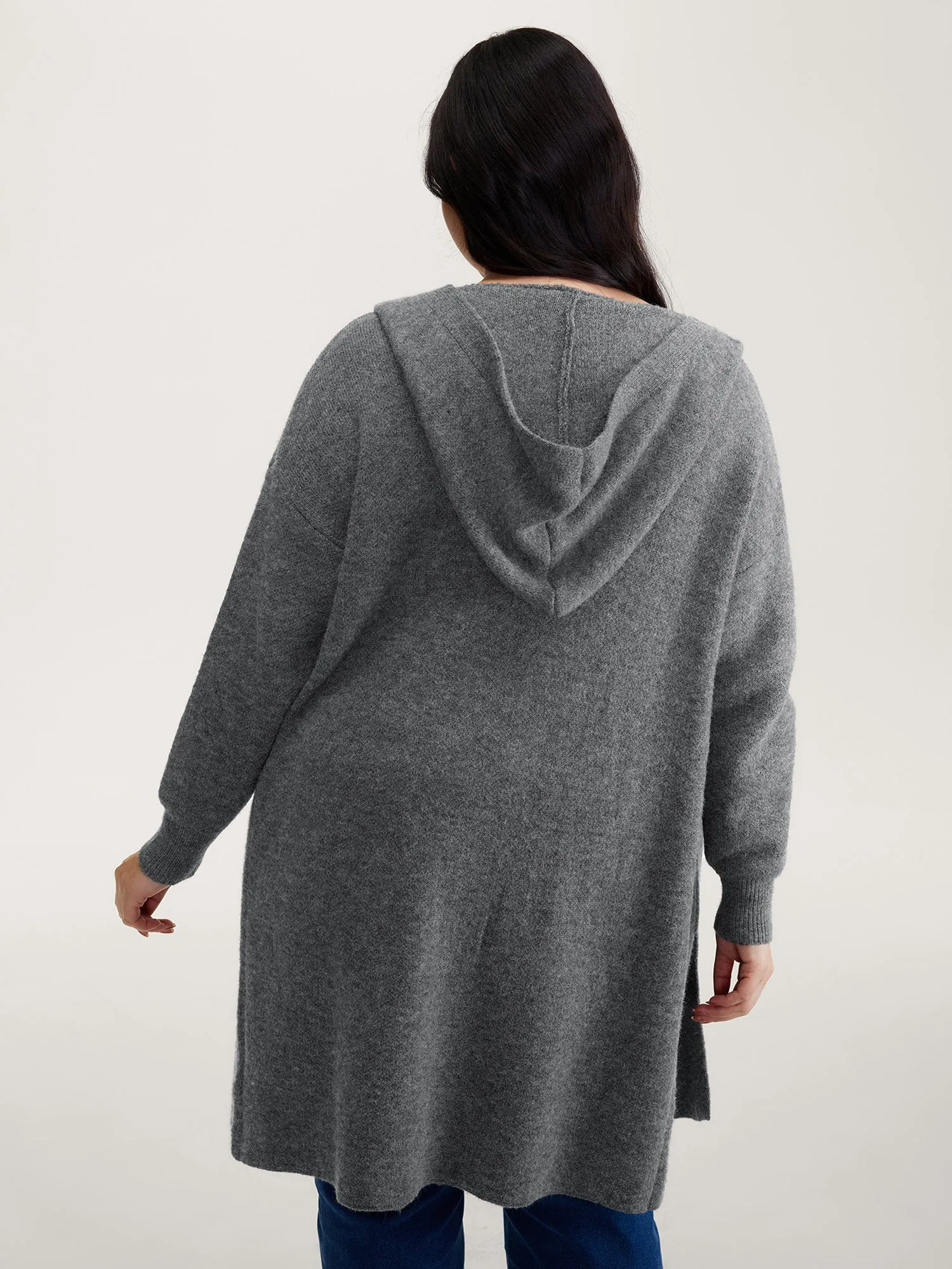 Hooded Button Slit Pockets Knit Cardigan sold by Bloomchic product image thumbnail 5