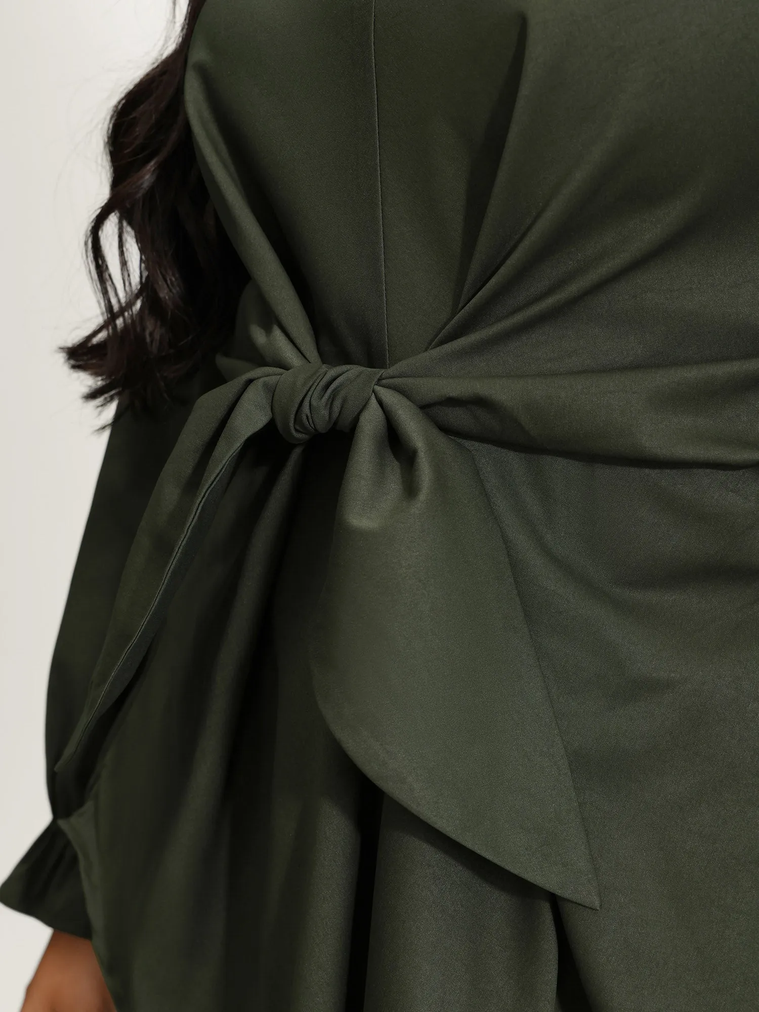 Knotted-Front Stretch Cuff Sleeve Blouse sold by Bloomchic product image thumbnail 5