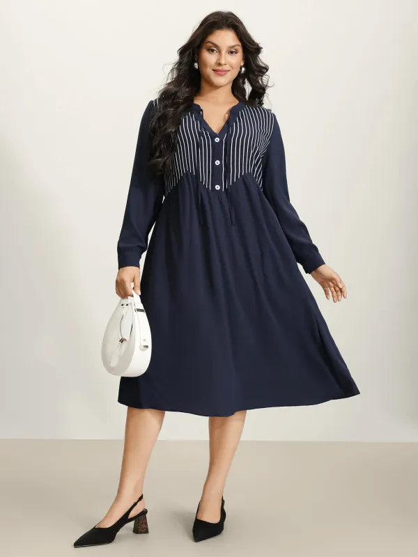 Striped Button Detail Stretchy Waist Midi Dress sold by Bloomchic