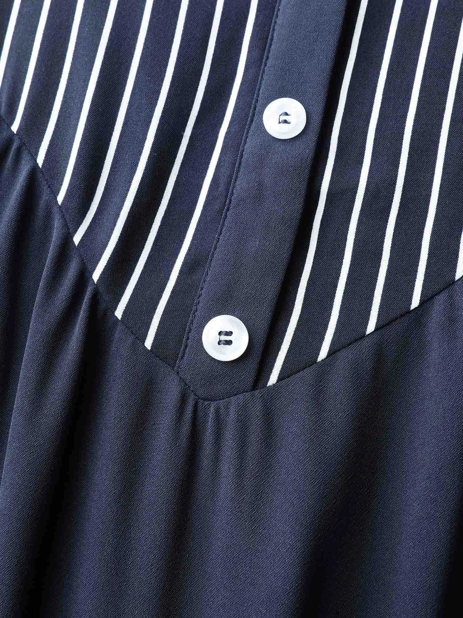 Striped Button Detail Stretchy Waist Midi Dress sold by Bloomchic product image thumbnail 5