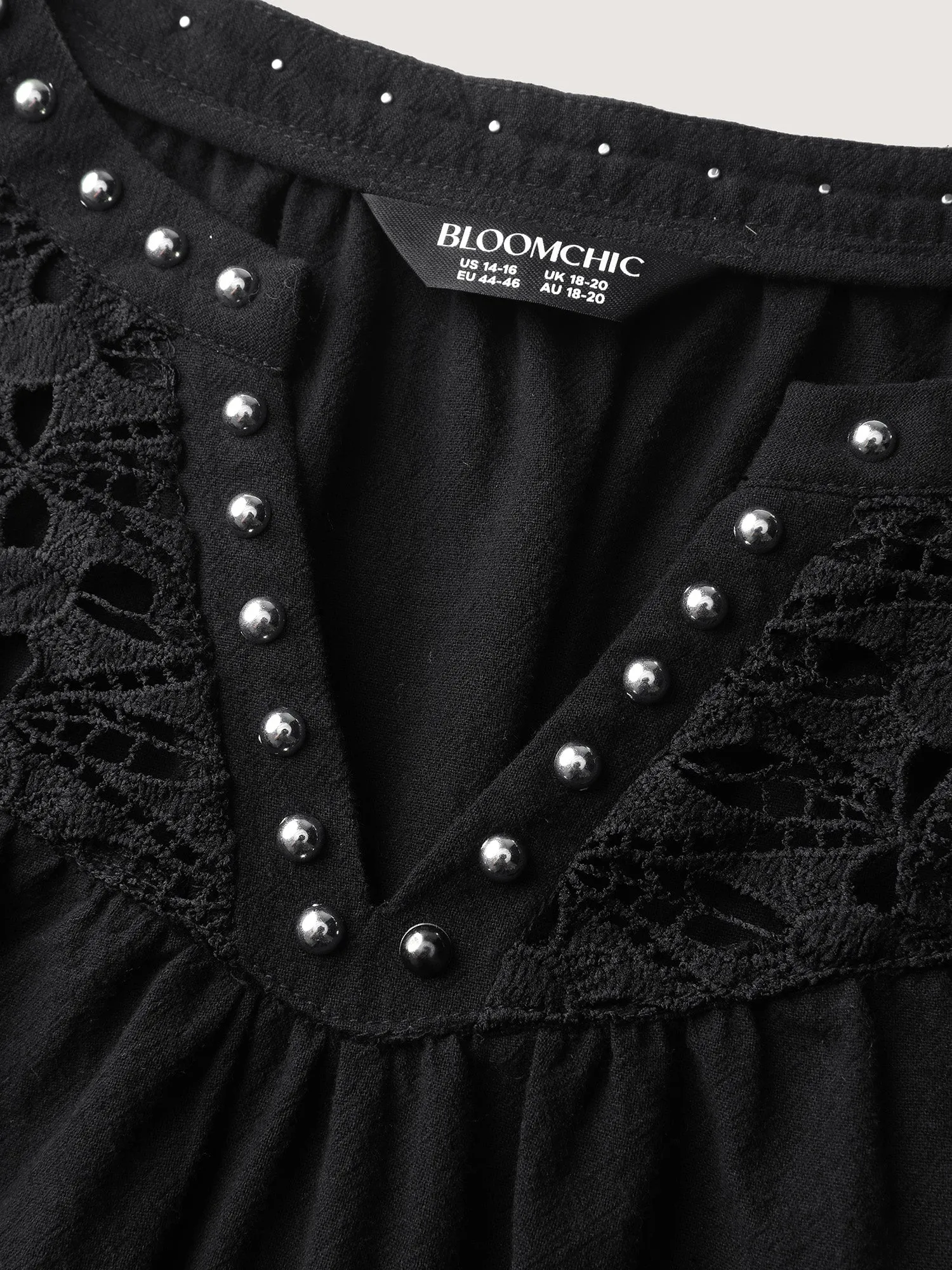 Lace Trim Rivets Cut-Out Blouse sold by Bloomchic product image thumbnail 5