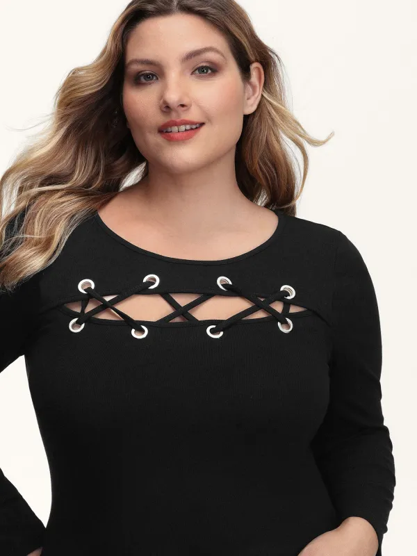 Supersoft Cross-Tie Cut-Out Fitted T-Shirt sold by Bloomchic