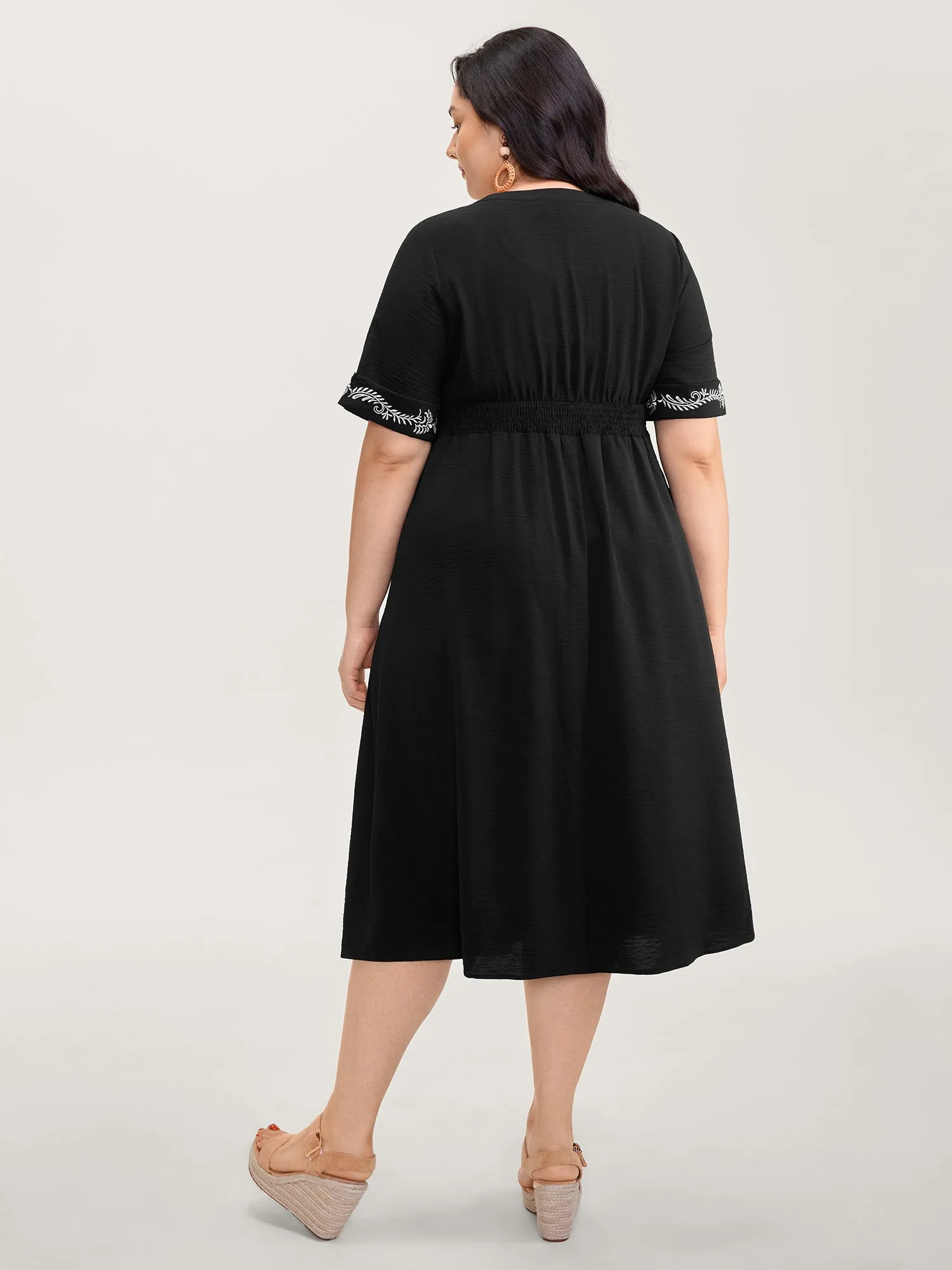 Embroidered Shirred Waist-Defining Maxi Dress sold by Bloomchic product image thumbnail 4