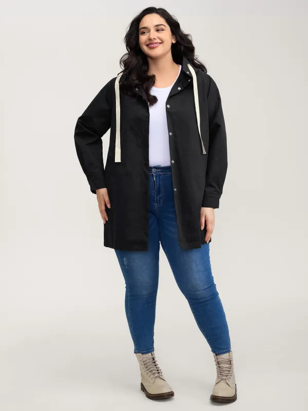 Contrast Pockets Button-Front Coat sold by Bloomchic