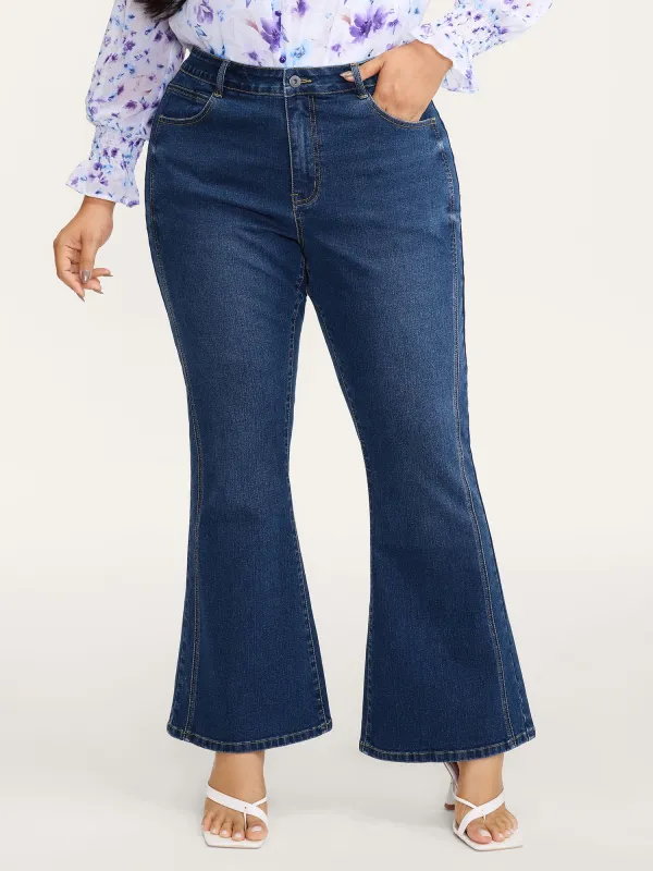 Stretchy Mid-Rise Bootcut Jeans sold by Bloomchic
