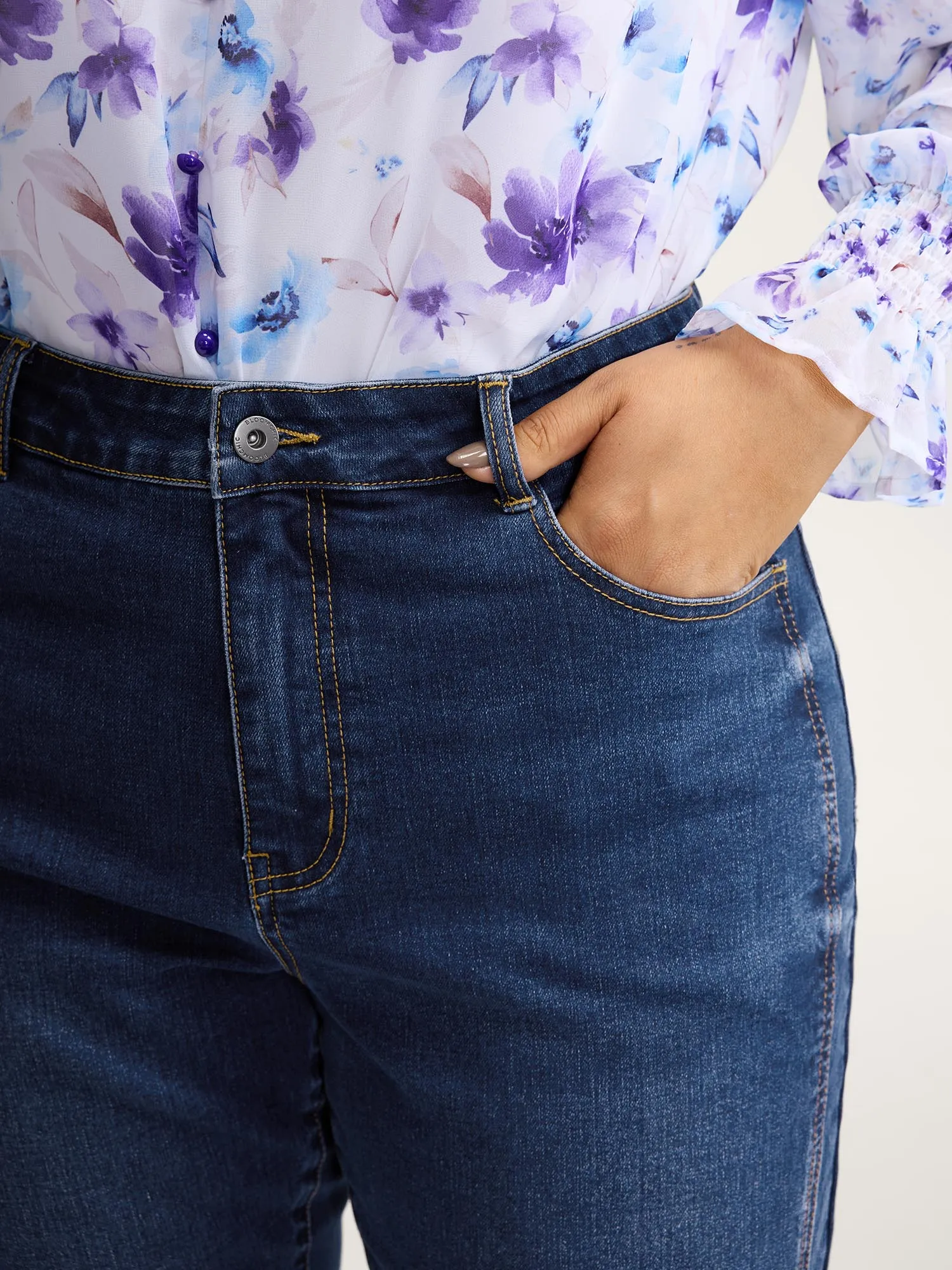Stretchy Mid-Rise Bootcut Jeans sold by Bloomchic product image thumbnail 3