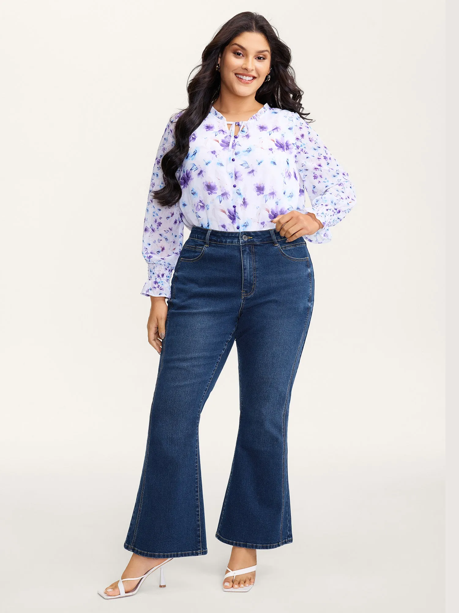 Stretchy Mid-Rise Bootcut Jeans sold by Bloomchic product image thumbnail 2