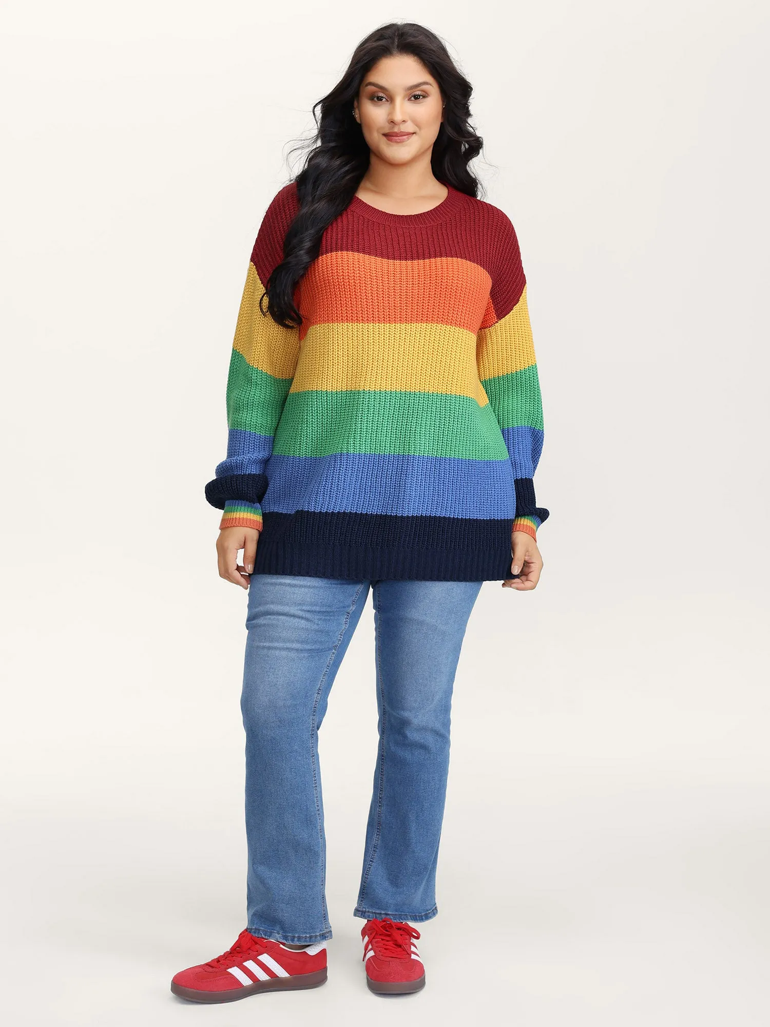 Vibrant Color Stripes Round Neck Pullover sold by Bloomchic product image thumbnail 3