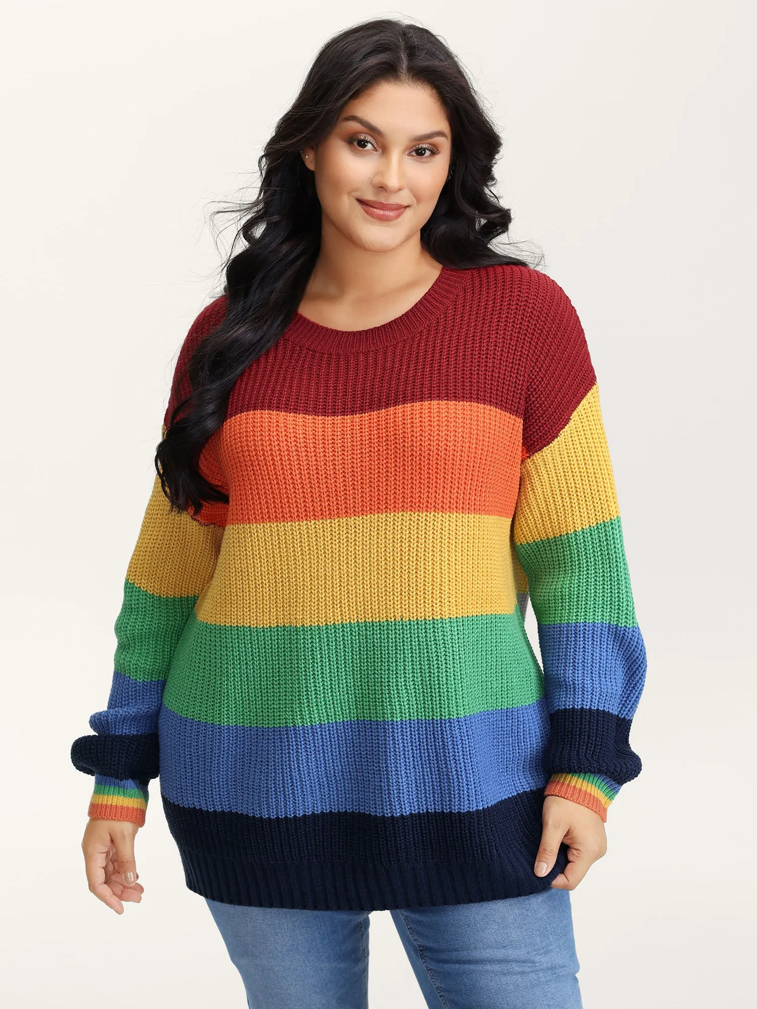 Vibrant Color Stripes Round Neck Pullover sold by Bloomchic product image thumbnail 2