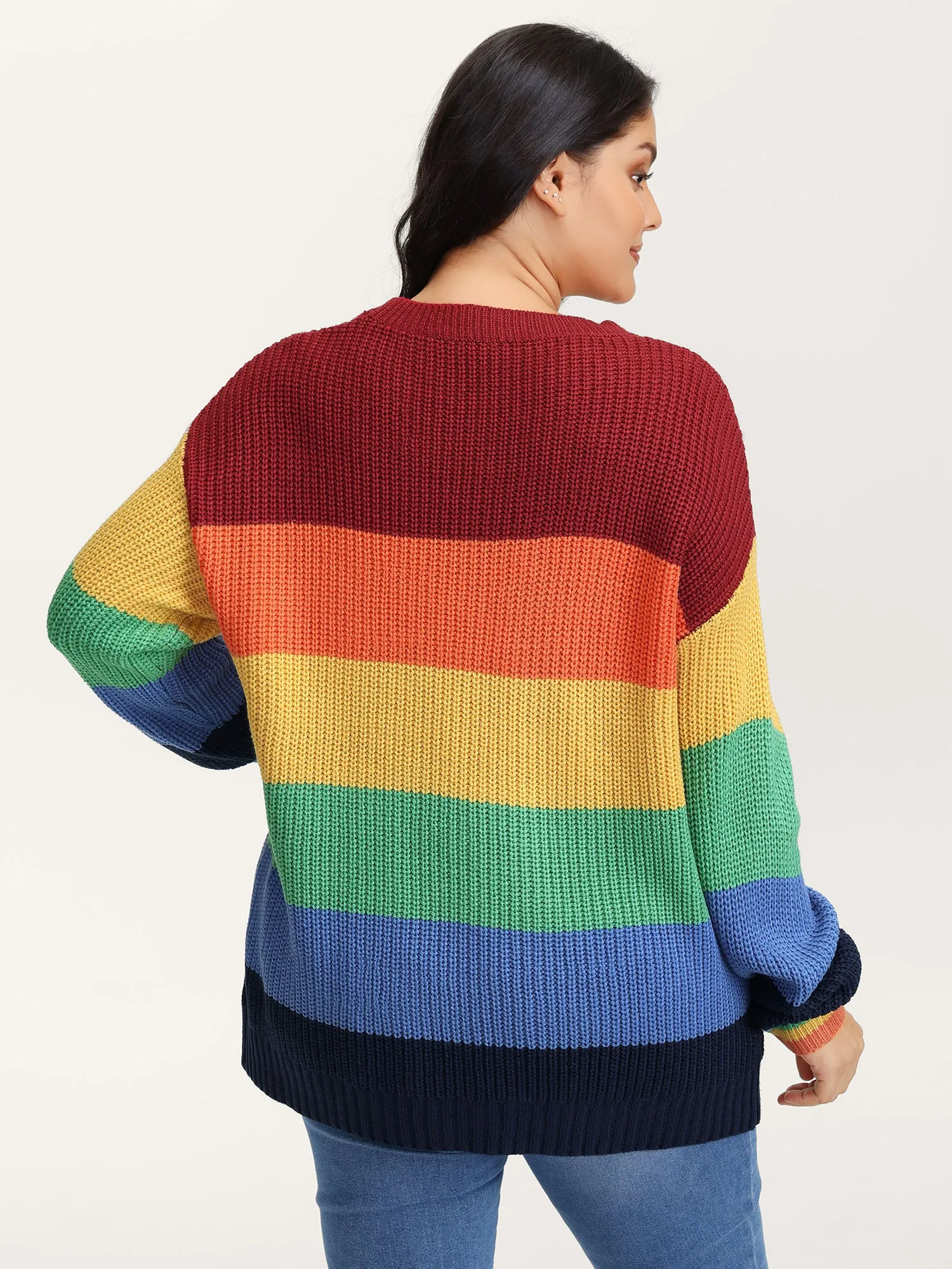 Vibrant Color Stripes Round Neck Pullover sold by Bloomchic product image thumbnail 4