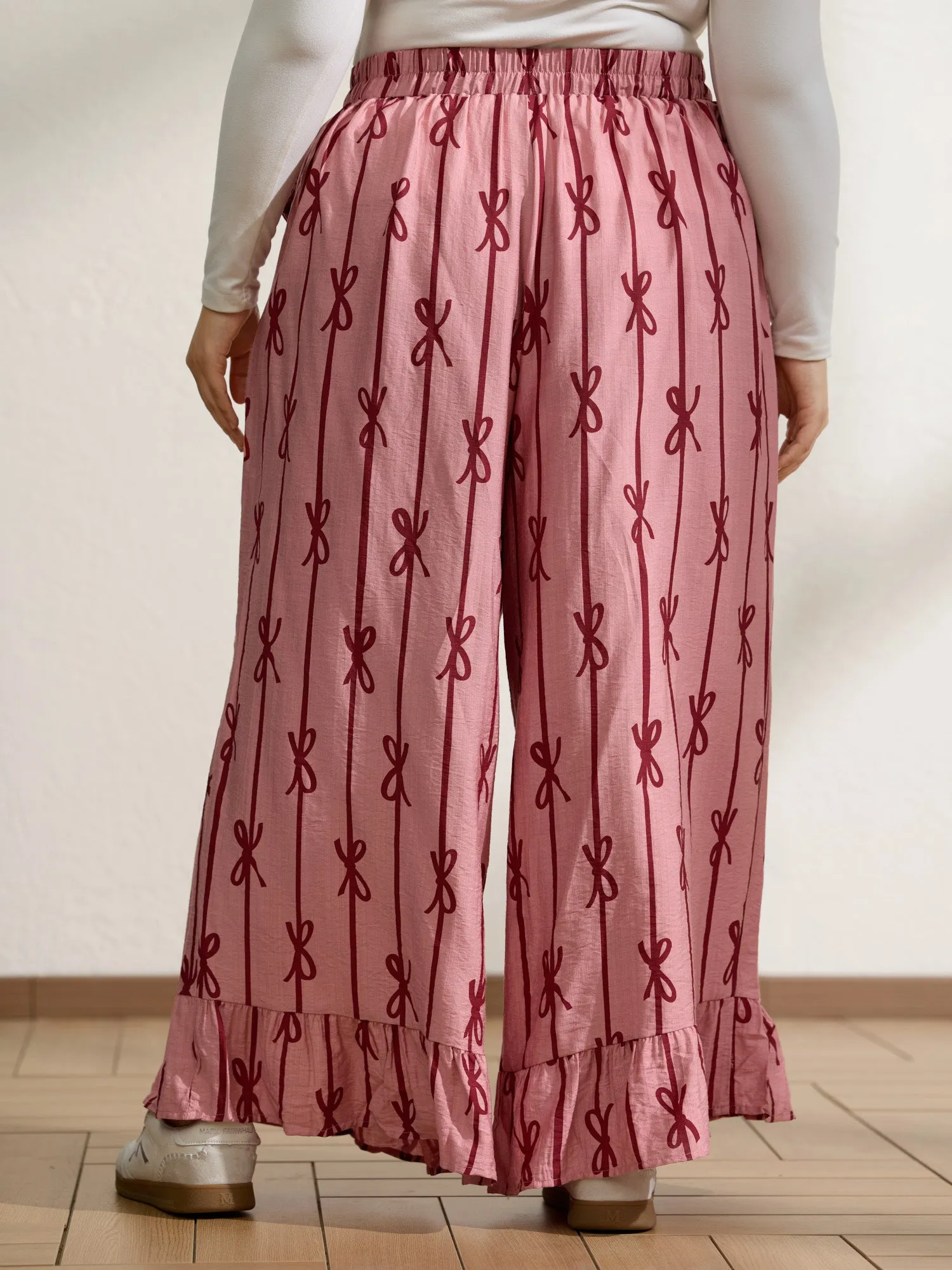Bowknot Stripes Wide-Leg Lounge Bottoms sold by Bloomchic product image thumbnail 5