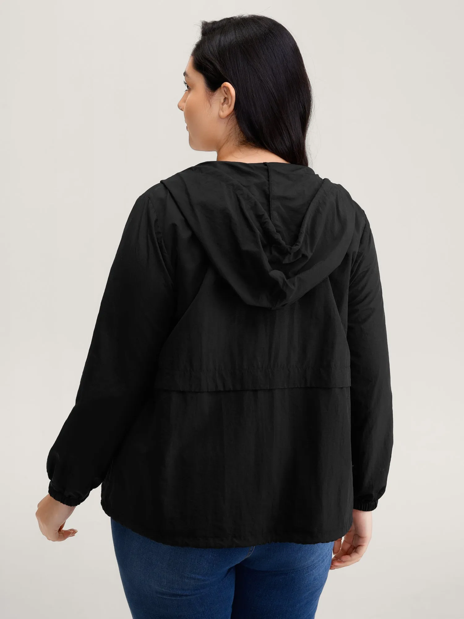 Water-Resistant Hooded Lined Zipper Jacket sold by Bloomchic product image thumbnail 4