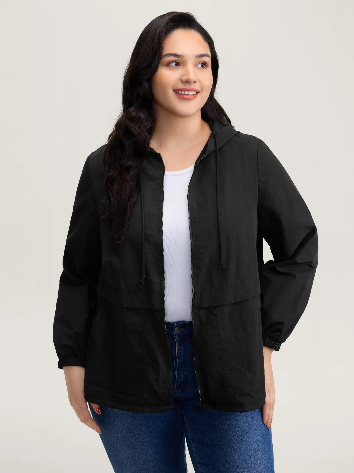 Water-Resistant Hooded Lined Zipper Jacket sold by Bloomchic