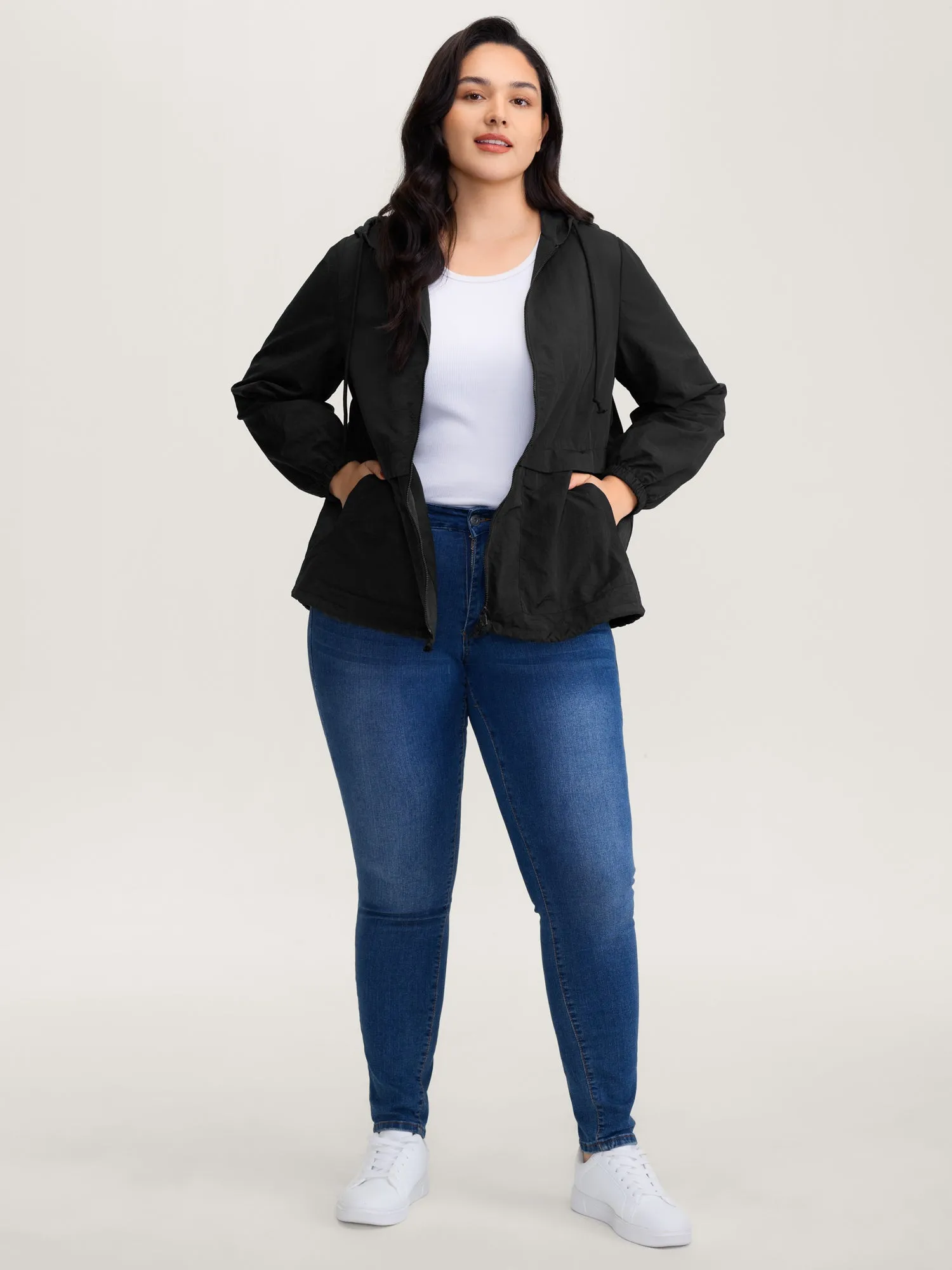Water-Resistant Hooded Lined Zipper Jacket sold by Bloomchic product image thumbnail 3
