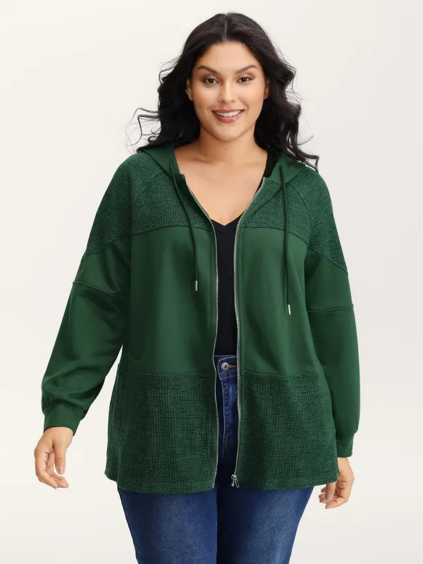 Color Contrast Textured Zipper Jacket sold by Bloomchic