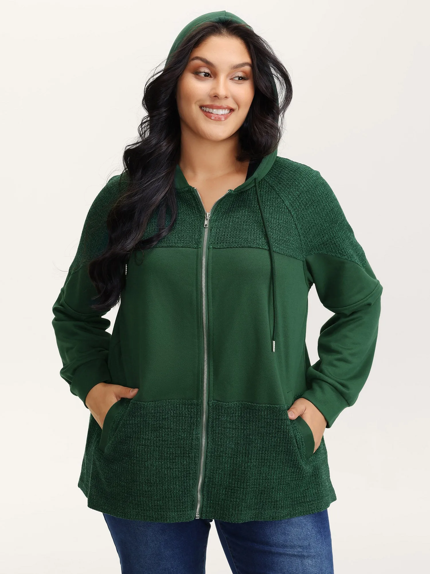 Color Contrast Textured Zipper Jacket sold by Bloomchic product image thumbnail 4