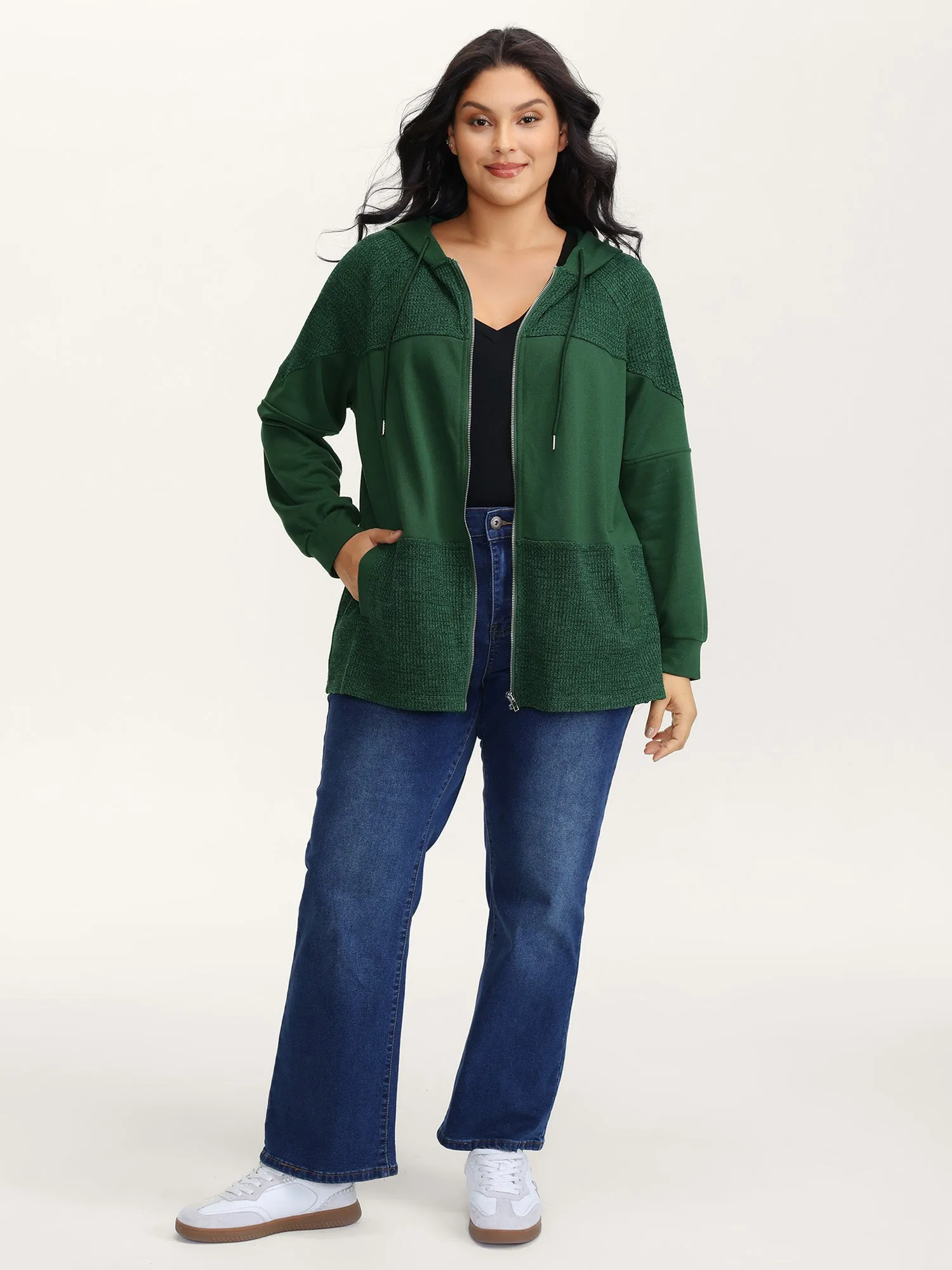 Color Contrast Textured Zipper Jacket sold by Bloomchic product image thumbnail 3