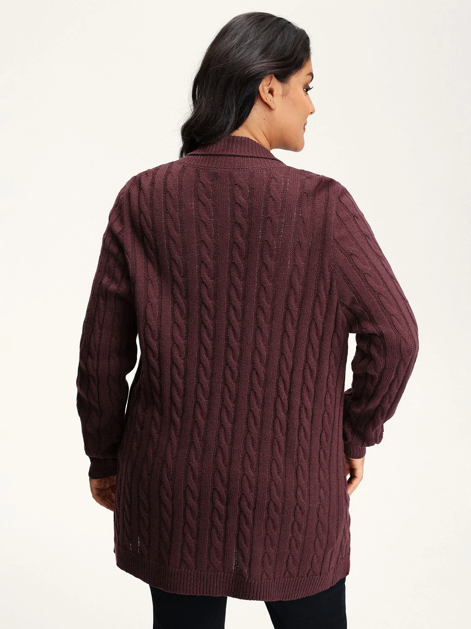 Twist Textured Notched Lapels Knit Cardigan sold by Bloomchic product image thumbnail 4