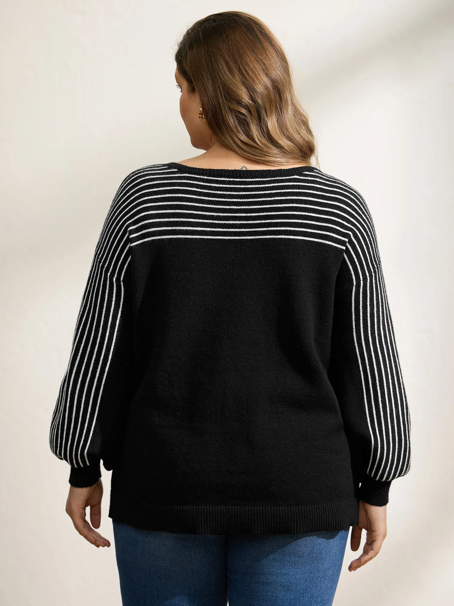 Stripe Boat Neck Balloon Sleeve Pullover sold by Bloomchic product image thumbnail 4